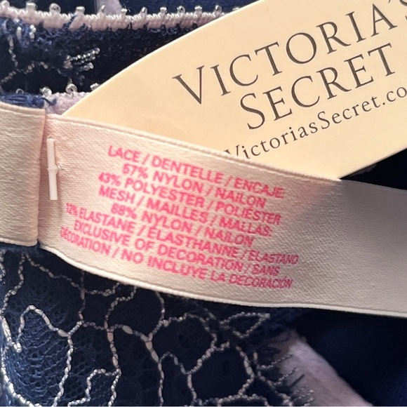 NWT Victoria's Secret Lingerie Corset Garter Lace Navy Lace Lilac Bustier 34C - Picture 5 of 16